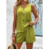 MARSiLYAN- Kadın Askılı Kolsuz V Yakalı önden Düğmeli Bürümcük Bluz Ve Short Ikili Takım