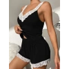 MARSiLYAN- Kadın Askılı V Yakalı Viskon Bluz Ve Short Gecelik Takım
