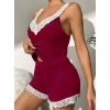 MARSiLYAN- Kadın Askılı V Yakalı Viskon Bluz Ve Short Gecelik Takım