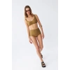 MARSiLYAN- Kadın Basic Hardal Pedli Yüksek Bel Bikini Takımı