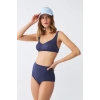 MARSiLYAN- Kadın Basic Lacivert Pedli Yüksek Bel Bikini Takımı