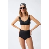 MARSiLYAN- Kadın Basic Siyah Pedli Yüksek Bel Bikini Takımı