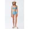 MARSiLYAN- Kadın Basic Turkuaz Pedli Yüksek Bel Bikini Takımı