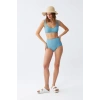 MARSiLYAN- Kadın Basic Turkuaz Pedli Yüksek Bel Bikini Takımı