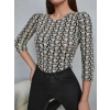 MARSiLYAN- Kadın Baskılı Bisiklet Yaka Bluz