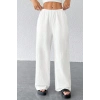 MARSiLYAN- Kadın Beyaz Bol Kesim Cepli Geniş Paça Dökümlü Pantolon