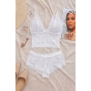 MARSiLYAN- Kadın Beyaz Dantel Bralet Şort Takımı – Romantik ve Zarif İç Giyim