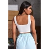 MARSiLYAN- Kadın Beyaz Kalın Askılı Crop Top Büstiyer