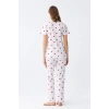 MARSiLYAN- Kadın Beyaz Kırmızı Kalpli Önden Düğmeli Pijama Takımı