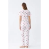 MARSiLYAN- Kadın Beyaz Kırmızı Kalpli Önden Düğmeli Pijama Takımı
