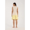 MARSiLYAN- Kadın Beyaz Kurdele Detaylı Sarı Çizgili Şortlu Pijama Takımı
