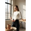 MARSiLYAN- Kadın Beyaz Parmak Detaylı Esnek Uzun Kollu Body