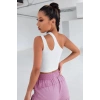 MARSiLYAN- Kadın Beyaz Tek Omuz Cut Out Detaylı Crop Top Bluz