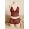 MARSiLYAN- Kadın Bordo Dantel Bralet Şort Takımı – Asil ve Sofistike İç Giyim