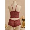 MARSiLYAN- Kadın Bordo Dantel Bralet Şort Takımı – Asil ve Sofistike İç Giyim