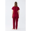 MARSiLYAN- Kadın Bordo Kalp Desenli Kısa Kollu Penye Pijama Takımı