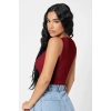 MARSiLYAN- Kadın Bordo Kare Yaka Crop Top Bluz