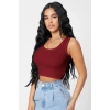 MARSiLYAN- Kadın Bordo Kare Yaka Crop Top Bluz
