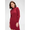 MARSiLYAN- Kadın Bordo Kaşkorse Balıkçı Yaka Uzun Kollu Bodycon Mini Elbise