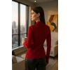 MARSiLYAN- Kadın Bordo Parmak Detaylı Esnek Uzun Kollu Body