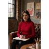 MARSiLYAN- Kadın Bordo Parmak Detaylı Esnek Uzun Kollu Body