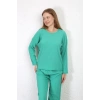 MARSiLYAN- Kadın Bürümcük Kumaş Pijama Takım Yeşil