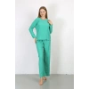 MARSiLYAN- Kadın Bürümcük Kumaş Pijama Takım Yeşil