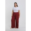MARSiLYAN- Kadın Büyük Beden Bordo Rahat Kesim Baggy Tek Alt
