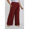 MARSiLYAN- Kadın Büyük Beden Bordo Rahat Kesim Baggy Tek Alt