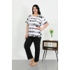 MARSiLYAN- Kadın Büyük Beden Kısa Kol Penye Pijama Takımı Beyaz