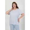 MARSiLYAN- Kadın Büyük Beden Kısa Kol Penye Pijama Takımı Mavi