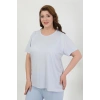 MARSiLYAN- Kadın Büyük Beden Kısa Kol Penye Pijama Takımı Mavi