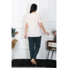 MARSiLYAN- Kadın Büyük Beden Krem Pijama Takımı