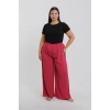 MARSiLYAN- Kadın Büyük Beden Mercan Rengi Rahat Kesim Baggy Tek Alt