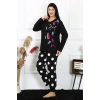 MARSiLYAN- Kadın Büyük Beden Penye Uzun Kol Pijama Takım