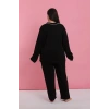 MARSiLYAN- Kadın Büyük Beden Siyah Düğmeli Pijama Takımı