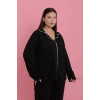 MARSiLYAN- Kadın Büyük Beden Siyah Düğmeli Pijama Takımı