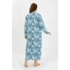 MARSiLYAN- Kadın Büyük Beden Uzun Kol Mavi Anne Gecelik