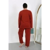 MARSiLYAN- Kadın Büyük Beden Uzun Kol Penye Pijama Takımı Kiremit
