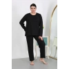 MARSiLYAN- Kadın Büyük Beden Uzun Kol Penye Pijama Takımı Siyah