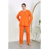 MARSiLYAN- Kadın Büyük Beden Uzun Kol Penye Pijama Takımı Turuncu