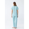 MARSiLYAN- Kadın Buz Mavisi Yıldız Desenli Önden Düğmeli Pijama Takımı