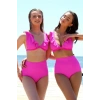 MARSiLYAN- Kadın Fırfırlı Yüksek Bel Fuşya Bikini