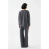 MARSiLYAN- Kadın Füme Boğa Burcu Oversize 2 İplik Eşofman Ev Giyim Takımı