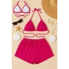 MARSiLYAN- Kadın Fuşya Şortlu Belden ve Boyundan Bağlamalı Bikini Takımı