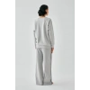 MARSiLYAN- Kadın Gri Aslan Burcu Oversize 2 İplik Eşofman Ev Giyim Takımı