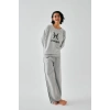 MARSiLYAN- Kadın Gri Balık Burcu Oversize 2 İplik Eşofman Ev Giyim Takımı