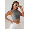 MARSiLYAN- Kadın Gri Çapraz Bağlamalı Crop Top Büstiyer