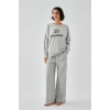 MARSiLYAN- Kadın Gri Kova Burcu Oversize 2 İplik Eşofman Ev Giyim Takımı