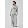 MARSiLYAN- Kadın Gri Kova Burcu Oversize 2 İplik Eşofman Ev Giyim Takımı